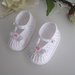 Scarpine neonata uncinetto bianche cuore rosa fatte a mano cerimonia nascita battesimo idea regalo cotone handmade