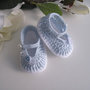 Scarpine neonato uncinetto bianche azzurre fatte a mano cerimonia nascita battesimo idea regalo cotone handmade uncinetto