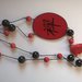 collana con medaglione dipinto calligrafia Cinese ZEN, perle in ceramica tinta rosso e nero