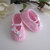 Scarpine neonata uncinetto rosa porpora fatte a mano cerimonia nascita battesimo idea regalo cotone handmade uncinetto