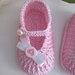 Scarpine neonata uncinetto rosa porpora fatte a mano cerimonia nascita battesimo idea regalo cotone handmade uncinetto
