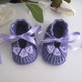 Scarpine neonata uncinetto lilla fatte a mano cerimonia nascita battesimo idea regalo cotone handmade uncinetto