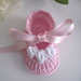 Scarpine rosa porpora neonata fatte a mano cerimonia nascita battesimo idea regalo cotone handmade uncinetto