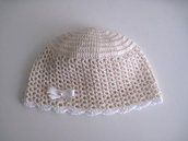 Cappellino crema unisex neonato neonata cotone all'uncinetto