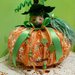 Zucca in stoffa decorazione Halloween arancione strega 