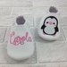 Scarpine ecopelle bianco Pinguino personalizzate con nome - Bimba Neonata 6/12 mesi - Suola antiscivolo