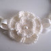 Fascia fascetta per capelli neonata color panna fatta a mano nascita battesimo cerimonia lana handmade uncinetto crochet