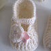 Scarpine scarpette neonata color panna / fiocco rosa fatte a mano lana idea regalo corredino nascita battesimo cerimonia handmade uncinetto crochet 