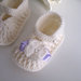 Scarpine scarpette neonata neonato color panna / fiocco lilla fatte a mano lana idea regalo corredino nascita battesimo cerimonia handmade uncinetto crochet 