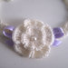 Fascia fascetta per capelli neonata color panna / fiocco lilla fatta a mano nascita battesimo cerimonia lana handmade uncinetto