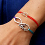 Bracciale di corda con pendente charm in argento Infinito Love, fatto a mano