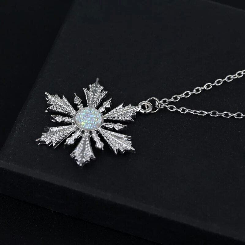 Collana Con Ciondolo Fiocco Di Neve E Cristalli Murtoo – Argento, Catena 40+5cm, Regalo Donna