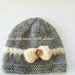 Cappello bambina in pura lana 100% con fiocco color panna