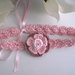 Fascia fascetta per capelli neonata fiore rosa/rosa antico fatta a mano nascita battesimo cerimonia cotone handmade uncinetto