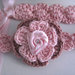 Fascia fascetta per capelli neonata fiore rosa/rosa antico fatta a mano nascita battesimo cerimonia cotone handmade uncinetto