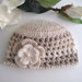 Cappellino neonato neonata unisex melange panna/beige fatto a mano idea regalo corredino nascita cerimonia battesimo lana handmade crochet uncinetto