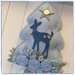 Fiocco nascita alberello in feltro azzurro decorato con roselline,rametti ,cerbiatto e cuore sui toni azzurri e grigi