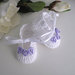 Scarpine scarpette bianche/rose lilla neonata fatte a mano battesimo nascita cerimonia idea regalo cotone raso handmade uncinetto