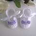 Scarpine scarpette bianche/rose lilla neonata fatte a mano battesimo nascita cerimonia idea regalo cotone raso handmade uncinetto