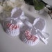 Set coordinato neonata scarpine fascetta per capelli bianco/rosa tenue raso fatta a mano handmade battesimo cerimonia nascita 