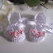 Scarpine bianche/rose rosa neonata fatte a mano cerimonia nascita battesimo idea regalo cotone handmade uncinetto