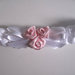 Fascia fascetta per capelli bianco/rosa neonata fatta a mano battesimo cerimonia nascita raso handmade
