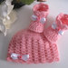 Set coordinato neonata rosa "Hello Kitty" cappellino scarpine fatto a mano handmade idea regalo corredino nascita battesimo lana mohair uncinetto