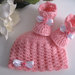 Set coordinato neonata rosa "Hello Kitty" cappellino scarpine fatto a mano handmade idea regalo corredino nascita battesimo lana mohair uncinetto