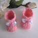 Scarpine stivaletti neonata rosa "Hello Kitty" fatte a mano handmade idea regalo corredino nascita battesimo lana mohair uncinetto
