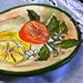 Vassoio poggia mestolo di ceramica, manufatto dipinto a mano con arance, limoni e foglie 
