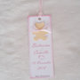 etichette segnaposto segnalibro battesimo orsetto con fiocco rosa per battesimo bimba 