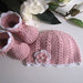 Set coordinato cotone rosa cappellino + scarpine stivaletti fatto a mano idea regalo nascita battesimo cerimonia uncinetto