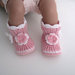 Scarpine stivaletti rosa/bianco neonata fatte a mano idea regalo corredino nascita battesimo lana uncinetto