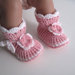 Scarpine stivaletti rosa/bianco neonata fatte a mano idea regalo corredino nascita battesimo lana uncinetto
