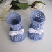 Set coordinato azzurro cappellino + scarpine neonato fatto a mano lana idea regalo corredino nascita cerimonia battesimo uncinetto