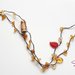 collana crochet con chips quarzo citrino e pendente in legno decoro oro