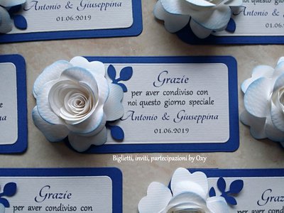 Kit Matrimonio In Blu Segnaposto Segnagusto Segnatavolo Carton Su Misshobby