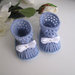 Scarpine stivaletti azzurri neonato fatte a mano idea regalo corredino nascita battesimo cerimonia lana uncinetto