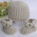 Set coordinato cappellino + scarpine neonato unisex fatto a mano nascita lana uncinetto
