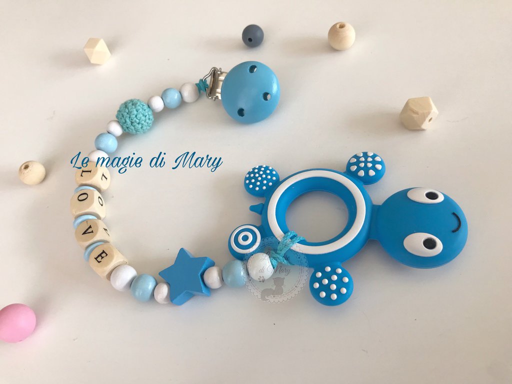 Massaggiagengive Per Neonati Con Catenella Portaciuccio - Sicuro E Montessori