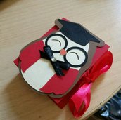 Scatolina gufo gufetto occhiali laurea segnaposto porta confetti scatoline