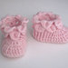Scarpine stivaletti rosa neonata fatte a mano nascita corredino idea regalo lana uncinetto
