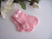 Calzini rosa neonata fatti a mano idea regalo corredino nascita lana ferri
