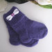 Calzini neonato unisex viola/fiocco bianco fatti a mano idea regalo corredino nascita lana ferri