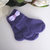 Calzini neonato viola/fiocco lilla fatti a mano lana idea regalo corredino ferri