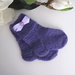 Calzini neonato viola/fiocco lilla fatti a mano lana idea regalo corredino ferri