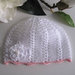 Cappellino bianco/bordo rosa neonata idea regalo nascita cerimonia battesimo fatto a mano uncinetto