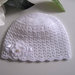 Cappellino bianco neonata battesimo cerimonia nascita fatto a mano idea regalo all'uncinetto