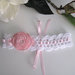 Fascetta per capelli neonata bianca/fiore rosa  battesimo nascita cerimonia fatta a mano cotone all'uncinettobianca