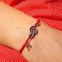 Bracciale di corda con pendente charm in argento Melodia dell'anima, fatto a mano